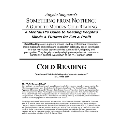 Angelo Stagnaro's Something From Nothing - A Guide To Modern Cold Reading