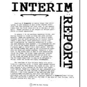 Interim Report by Karl Fulves