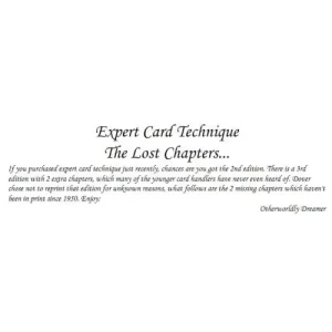 Expert Card Technique (The Lost Chapters) by Dai Vernon
