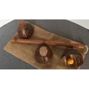 Cheppum Panthum Coconut Shell Cups And Wand by Gary Kosnitzky