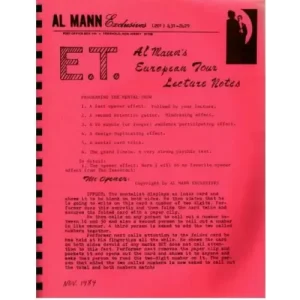 Europe Lecture Notes 1984 by Al Mann