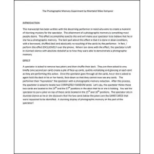 Photographic Memory Experiment by Mike Kempner