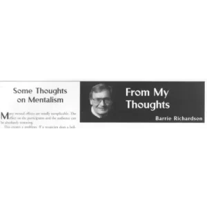 Some Thoughts On Mentalism by Barrie Richardson